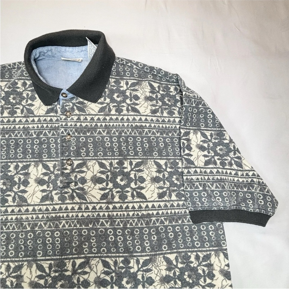 Vintage Bugle Boy Polo Shirt Men’s Xl Snowflake‎ Print